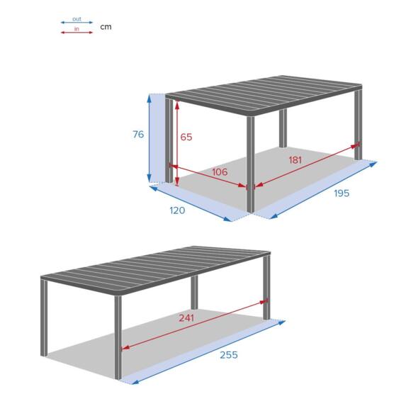 Table de jardin extensible 10 places Aluminium Paradize (255 x 120 cm) - Gris Graphite 7