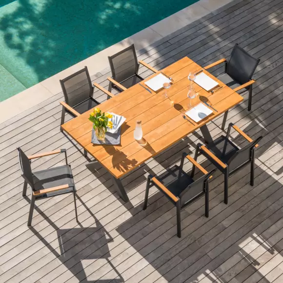 Tuintafel 8 persoons Aluminium /teakhout Bali (200 x 100 cm) - Antraciet 2