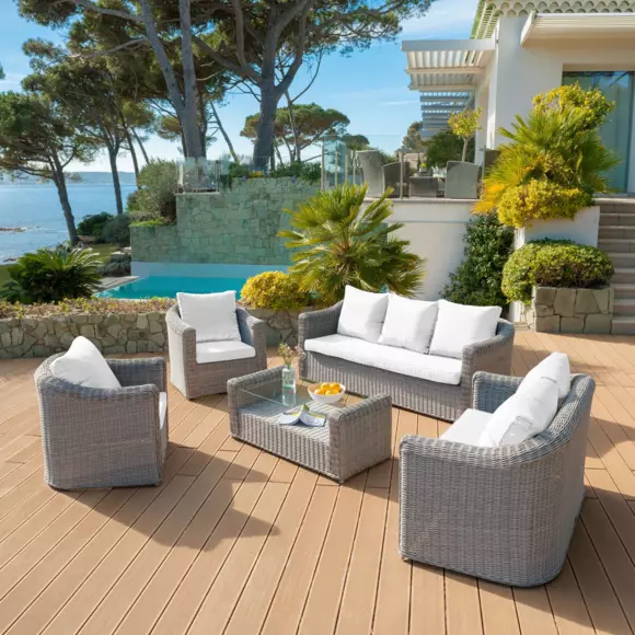 Coussins de remplacement pour salon de jardin Calvi 7 places - Blanc 2