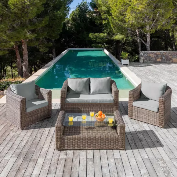 Lot de coussins de remplacement pour salon de jardin Calvi 4 places - Gris clair 3