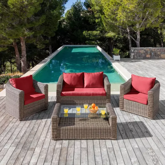 Coussins de remplacement pour salon de jardin Calvi 4 places - Rouge 2