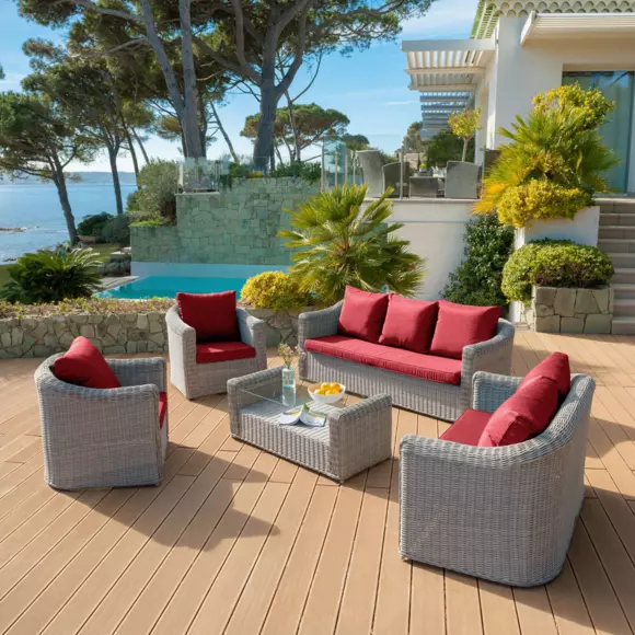 Coussins de remplacement pour salon de jardin Calvi 7 places - Rouge 2