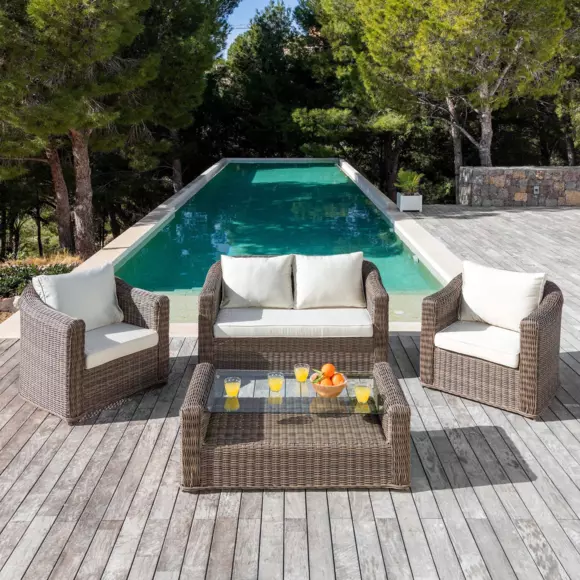 Fundas de cojín de reemplazo para el conjunto de jardín Calvi 4 personas - Beige 3