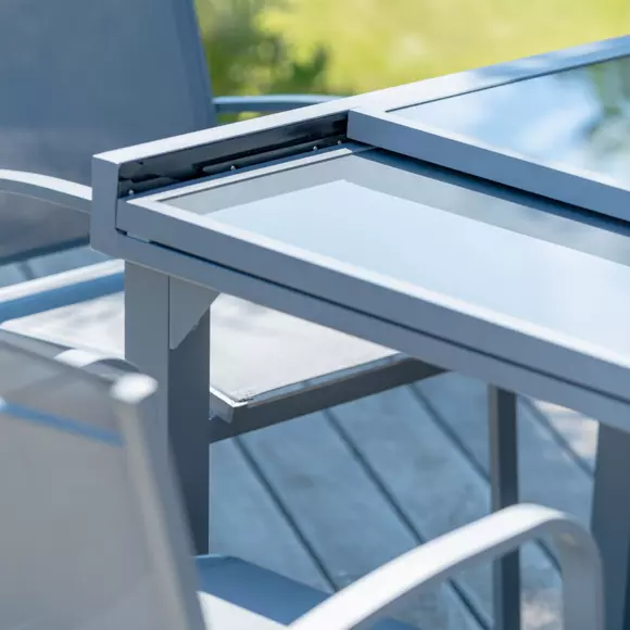 Mesa de jardín extensible con 8 personas en cristal de Murano (180 x 90 cm) - Gris pizarra	 3