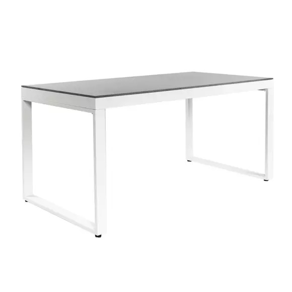 Mesa de jardín Kore 6 plazas de aluminio/cerámica (150 x 75 cm) - Blanco/Gris claro	 3