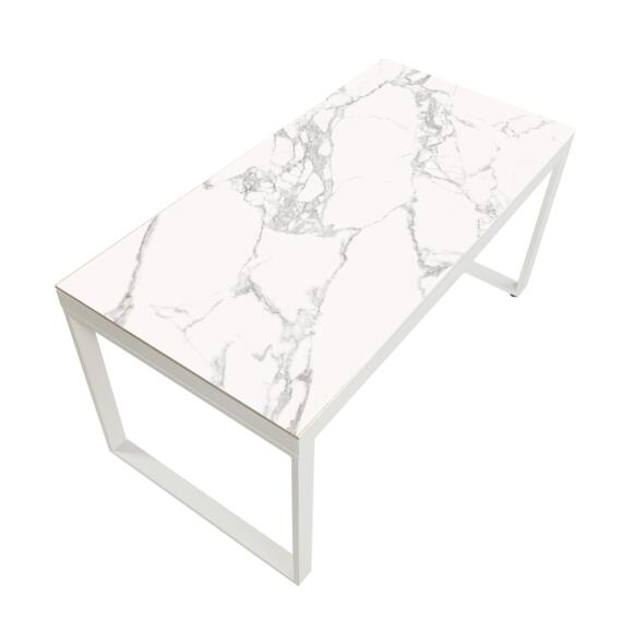 Mesa de jardín 8 plazas Aluminio/Cerámica Kore (180 x 90 cm) - Blanco 2