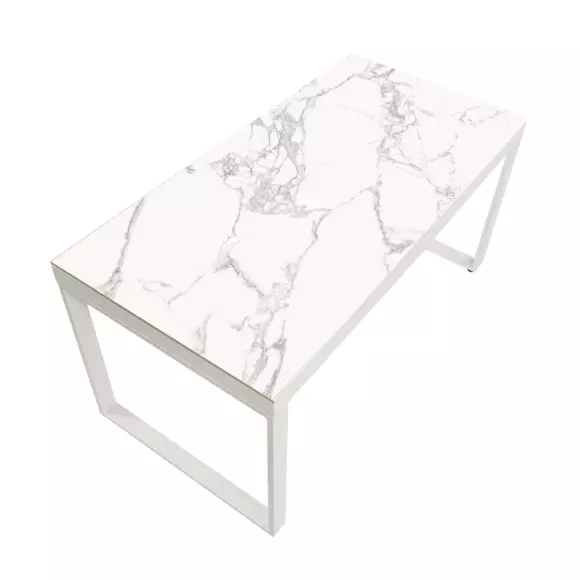 Mesa de jardín 8 plazas Aluminio/Cerámica Kore (180 x 90 cm) - Blanco 2