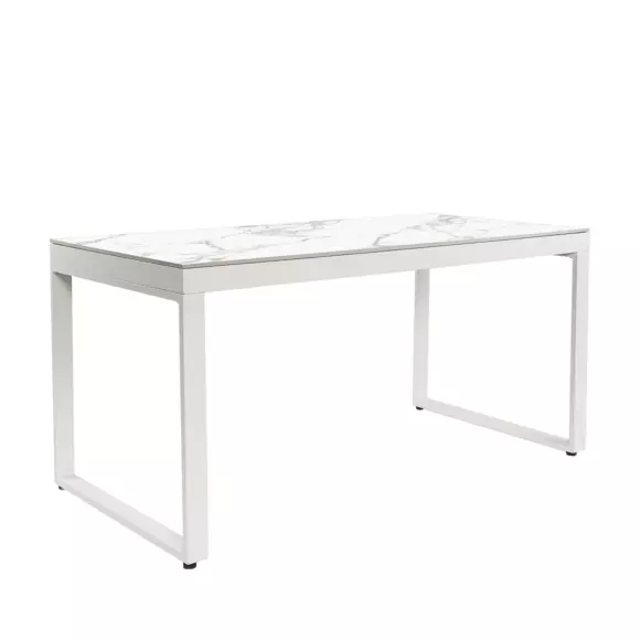Mesa de jardín 8 plazas Aluminio/Cerámica Kore (180 x 90 cm) - Blanco 3