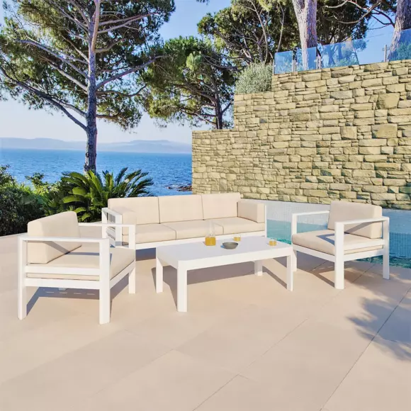 Mesa de centro rectangular de jardín Ostara - Blanco 2