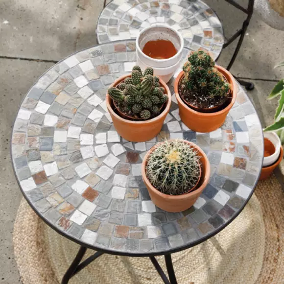 Mesa bistro Siena mosaico marrón/gris 3