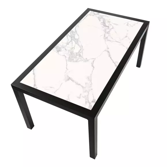 Mesa de jardín 6 plazas Aluminio/Cerámica Torano (162 x 87 cm) - Gris antracita/Blanco 3