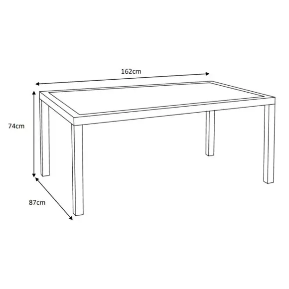 Mesa de jardín 6 plazas Aluminio/Cerámica Torano (162 x 87 cm) - Gris antracita/Blanco 7