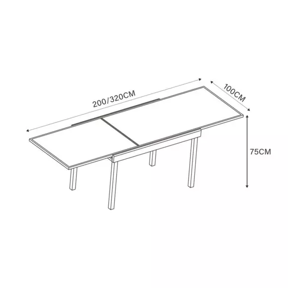 Tavolo da giardino Murano allungabile 12 posti in vetro (320 x 100 cm) - Antracite 8