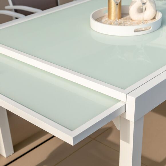 Tavolo da giardino rettangolare allungabile 10 posti in vetro Alluminio Murano (270 x 90 cm) - Bianco 2