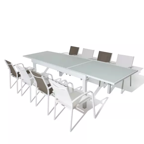 Gartentisch ausziehbar Murano Glas (Bis zu 12 Pers.) - Weiß 7