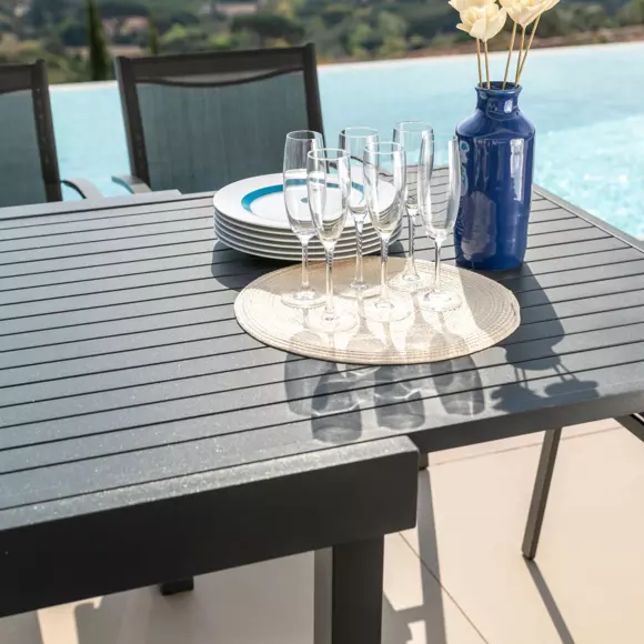 Mesa de jardín rectangular extensible Aluminio Murano (Hasta 12 pers.) - Gris antracita 2