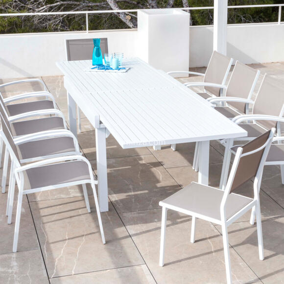 Tavolo da giardino rettangolare allungabile 12 posti Alluminio Murano (320 x 100 cm) - Bianco 2