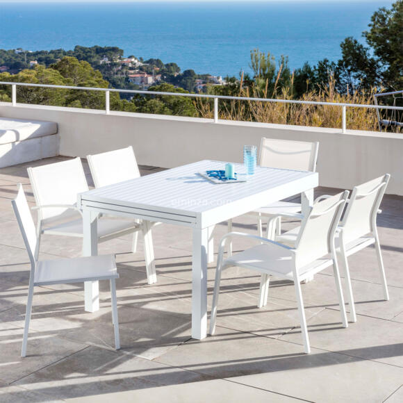 Rechteckiger Gartentisch ausziehbar Murano Aluminium (Bis zu 12 Pers.) - Weiß 3