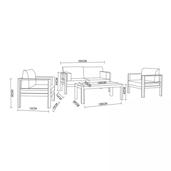 Loungeset Ostara Wit - 4 zitplaatsen 7