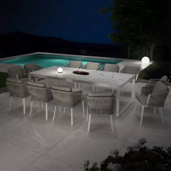Mesa de jardín 12 personas Aluminio/Cerámica Kore (260 x 120 cm) - Blanco/Blanco  2