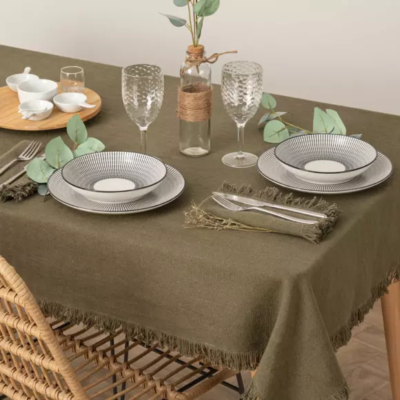 Lot de 2 serviettes coton Maha Vert kaki 2