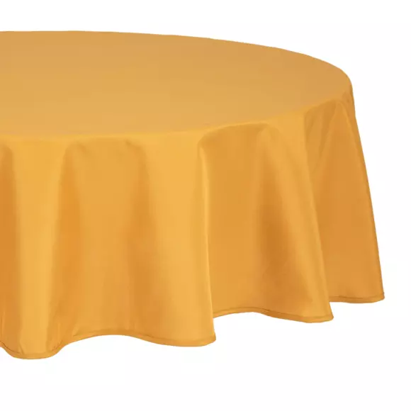 Runde fleckenabweisende Tischdecke (D180 cm) Mina Ockergelb 2