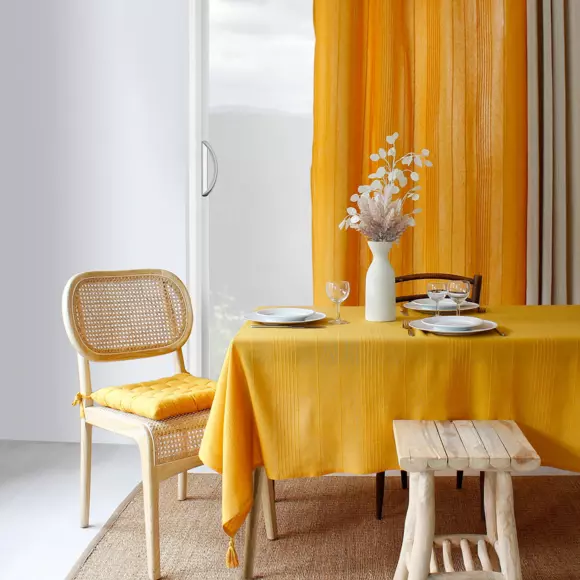 Nappe rectangulaire coton recyclé (L240 cm) Bombay Jaune moutarde 3