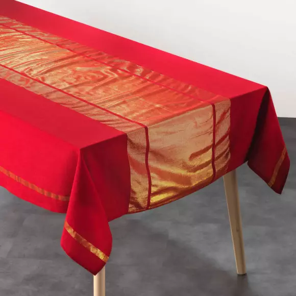 Mantel rectangular algodón (L240 cm) Elegancia Rojo 2