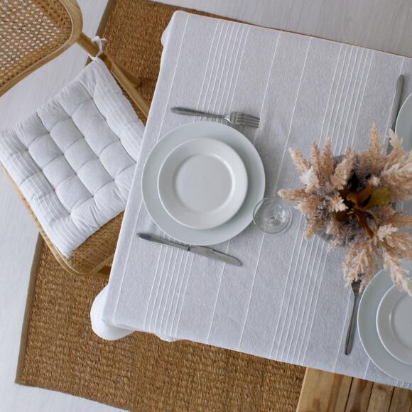 Rechteckige Tischdecke aus recycelter Baumwolle (L240 cm) Bombay Weiß 2