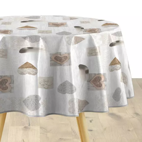 Nappe ronde PVC (D160 cm) Delicia Taupe 3