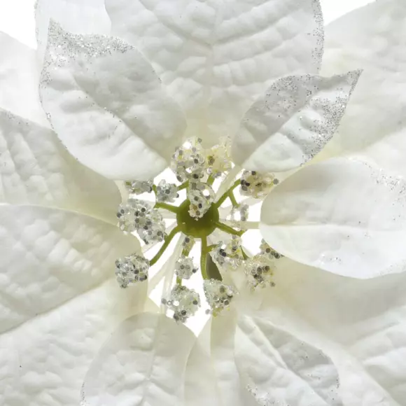 Poinsettia de Noël pailletée  sur clip Blanc 3