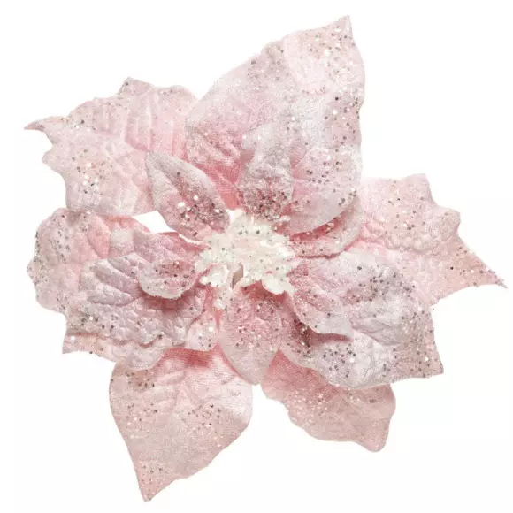 Poinsettia de Noël   sur clip Rose poudré 3