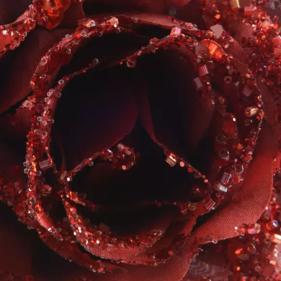 Fleur décorative sur pince pailletée Bordeaux 3