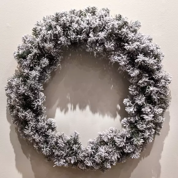 Corona de Navidad centellante Imperial 90 cm verde nevado 2