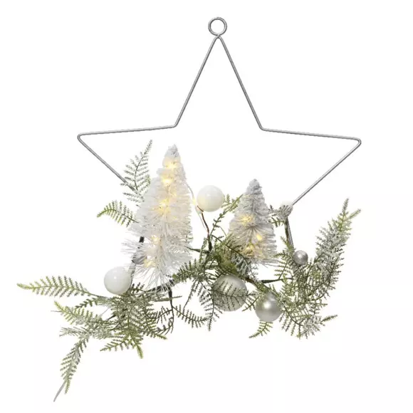 Couronne de Noël lumineuse Etoile brillante Argent 2