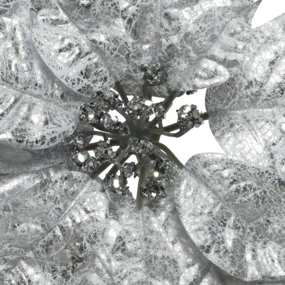 Poinsettia de Noël (D26 cm)  sur clip Argent 2