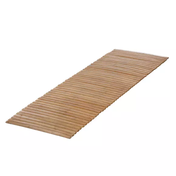 Tapis de bain caillebotis à rouler bambou (120 x 50 cm) Leo Beige 2