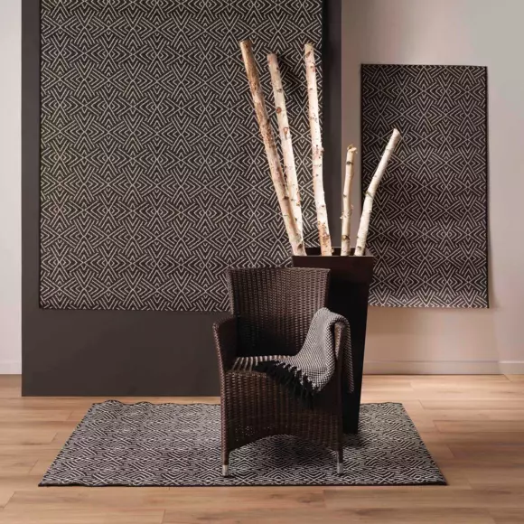 Vloerkleed (150 cm) Aztek Zwart
