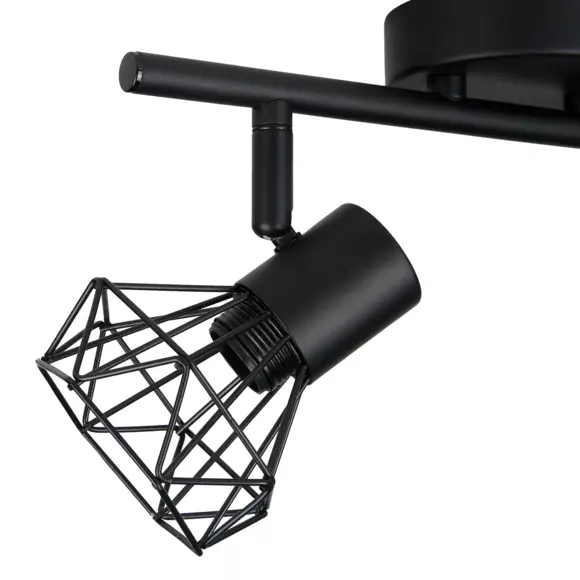 Rampe de spot 2 abat-jours Diamant Noire 2