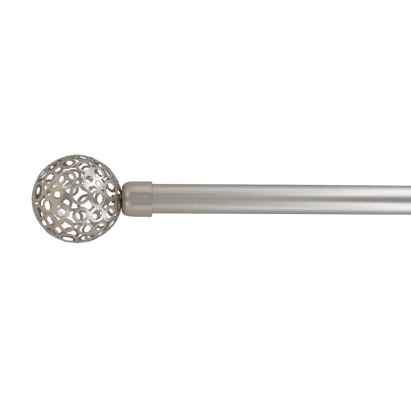 Set ausziehbare Gardinenstange (L120 - L210 cm / D19 mm) Boule perforée Silber