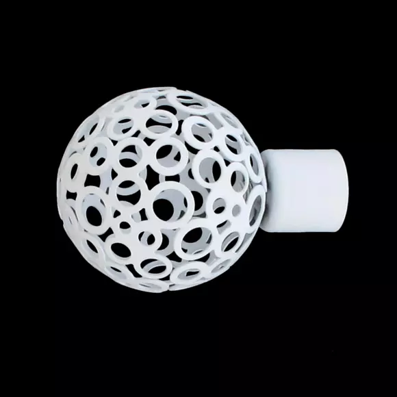 Lot de 2 embouts tringle (D20 mm) Jim Boule perforée Blanc mat 127