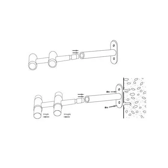 Lot de 2 supports tringles doubles extensibles (L150 - 195 / D20) Jim Noir patiné 2