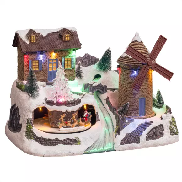 Village de Noël lumineux et musical Moulin à vent 2