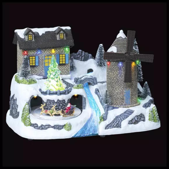 Village de Noël lumineux et musical Moulin à vent 3
