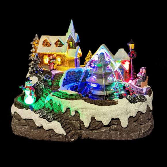 Villaggio di Natale luminoso e musicale Fontana illuminata 2