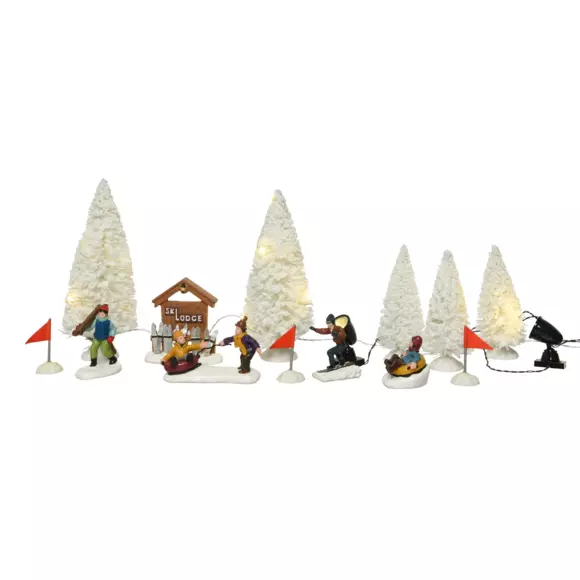Set Figuren & Accessoires für Weihnachtsdorf mit weißen Tannen 2