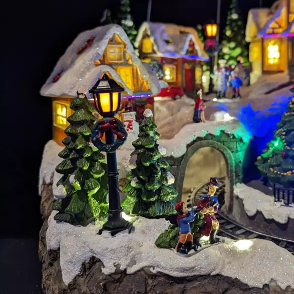 Conjunto completo pueblo iluminado Llegada de Renos 3