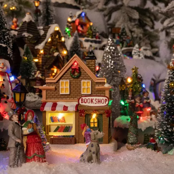 Pueblo de Navidad luminoso Comercios a pilas 2