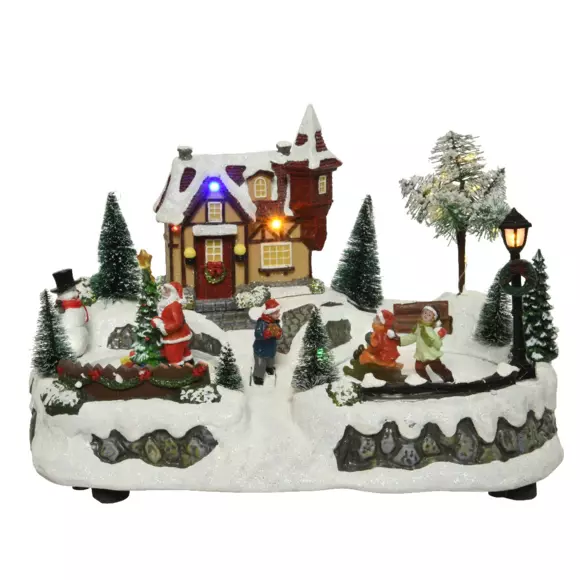 Pueblo de Navidad luminoso trineo de invierno a pilas 2