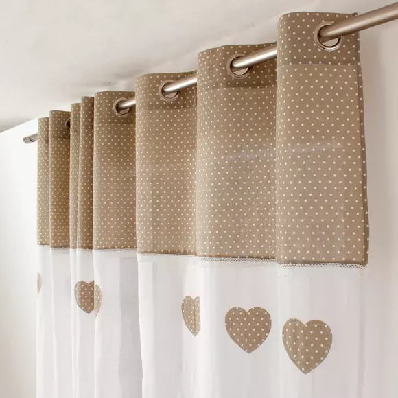 Visillo (140 x Alto 240 cm) Corazón Etamine Topo 2